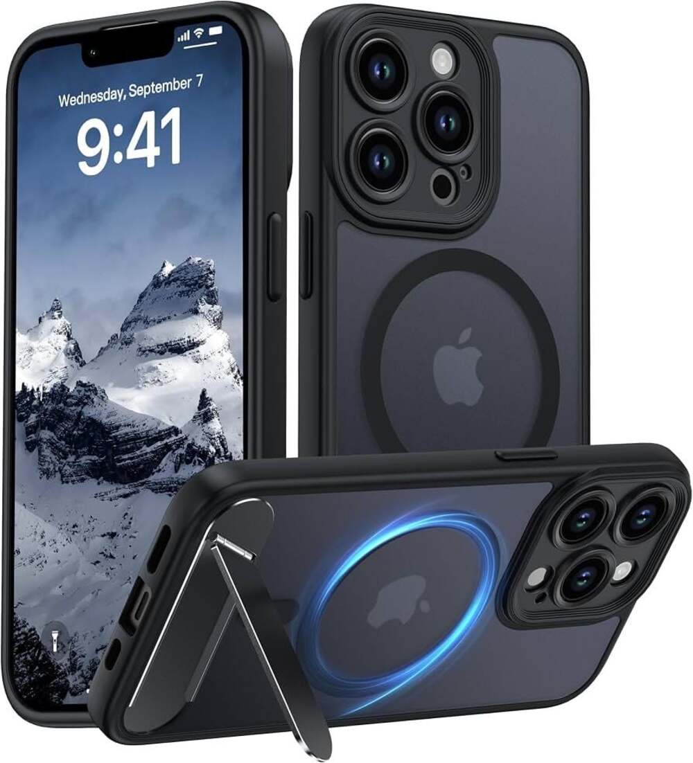 Magnetic Translucent Matte Case for iPhone 13 Pro with Invisible Kickstand